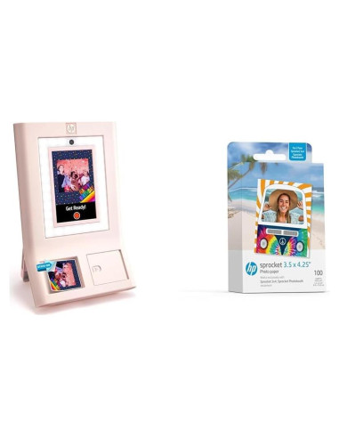 Impresora de fotos instantáneas HP Sprocket Rosa 3x4 - 100 Hojas