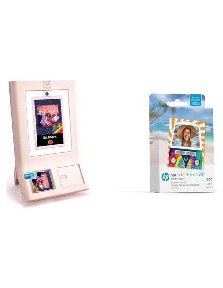 Impresora de fotos instantáneas HP Sprocket Rosa 3x4 - 100 Hojas