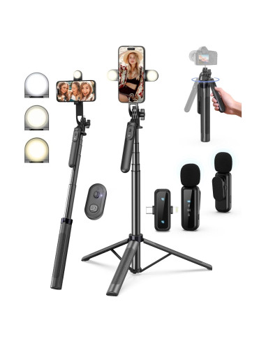 Kit de Vlogging Completo para iPhone/Android con Trípode 180cm