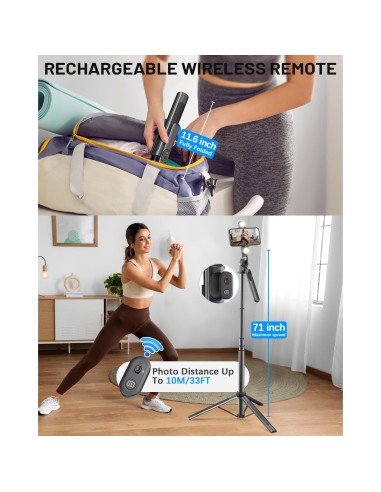 Kit de Vlogging Completo para iPhone/Android con Trípode 180cm