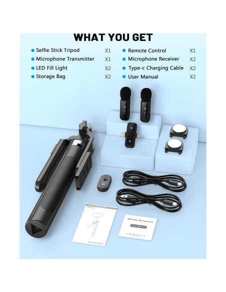 Kit de Vlogging Completo para iPhone/Android con Trípode 180cm