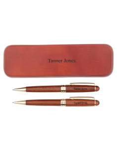 Conjunto de Bolígrafo y Lápiz Personalizado Días de Primavera - Madera de Rosa