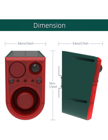 Alarma de Movimiento Solar HULPPRE con 13 Sonidos y Control Remoto