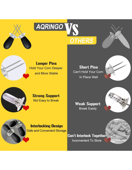 Juego de Sujetadores de Mazorcas de Maíz AQRINGO 12 Pcs Negro