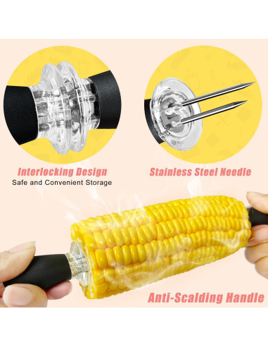 Juego de Sujetadores de Mazorcas de Maíz AQRINGO 12 Pcs Negro