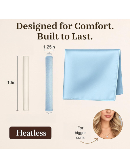 Set de Rulos Sin Calor VISOFO 3 Piezas Terciopelo Azul