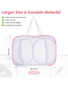 Paquete de 2 bolsas para lavar sujetadores LIQWEI 28x18cm 2