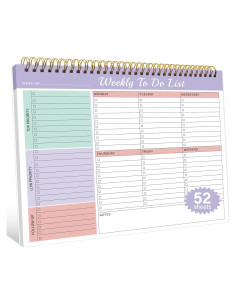 Notepad de Lista de Tareas Semanal Kamoy 52 Hojas Carta