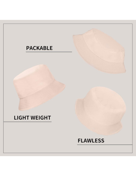 Sombrero de Cubo Unisex Rosoz Beige Plegable UV 50+