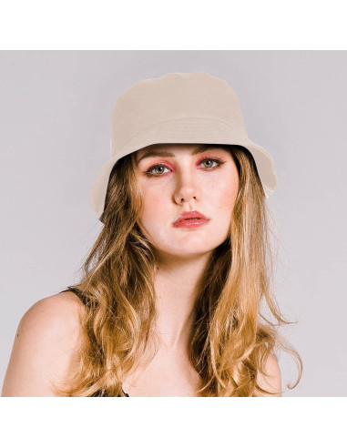 Sombrero de Cubo Unisex Rosoz Beige Plegable UV 50+