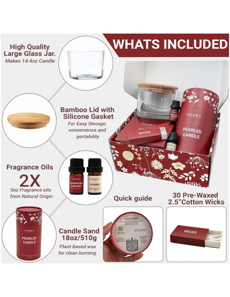 Kit de Fabricación de Velas Fiora Naturals - 30 Mechas, 510g Cera