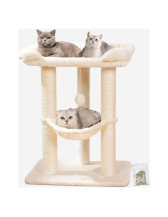 Árbol para Gatos Happi N Pets 71 cm Beige con Rascador y Cama