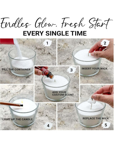 Kit de Fabricación de Velas Fiora Naturals - 30 Mechas, 510g Cera