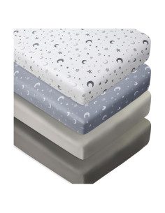 Conjunto de 4 Sábanas para Cuna FIGEPO Estrella y Luna