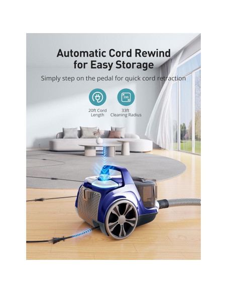 Aspiron Aspiradora de Cilindro 1600W HEPA 3.5L Blanco