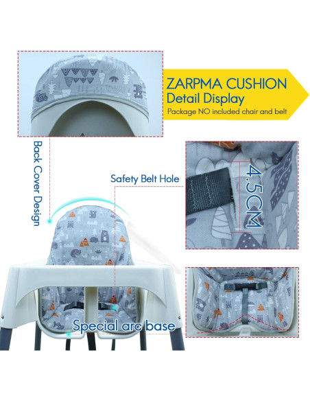 Cubierta Acolchada ZARPMA para Trona Antilop IKEA - Bosque Gris