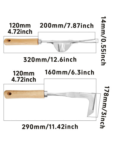 Juego de Herramientas de Jardín PDETVEO 2 Piezas Acero Inoxidable