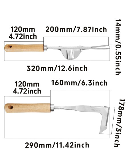 Juego de Herramientas de Jardín PDETVEO 2 Piezas Acero Inoxidable