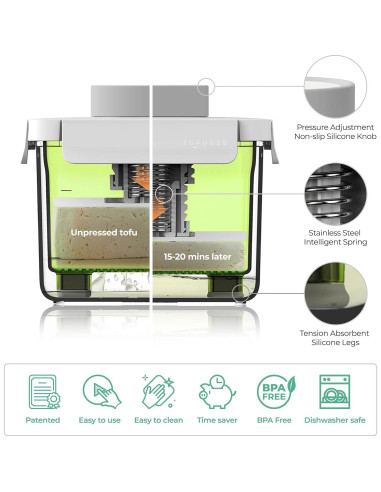 Prensa de Tofu TOFUDEE - Libre de BPA, Apta para Lavavajillas