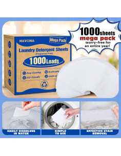 Hojas de Detergente Ecológicas Navona 1000 Cargas Sin Fragancia 2