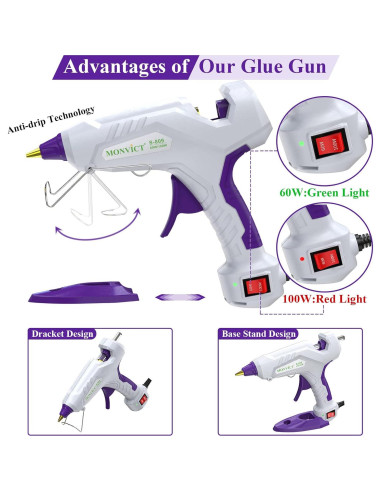 Pistola de Pegamento Caliente MONVICT 60/100W con 15 Barras