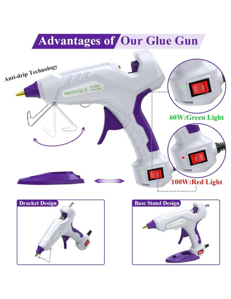 Pistola de Pegamento Caliente MONVICT 60/100W con 15 Barras