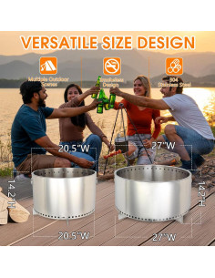 Hoguera Sin Humo COWEHUN 52 cm Estufa de Camping a Leña 2