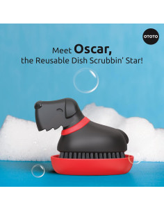 Cepillo para Platos OTOTO Oscar Rojo - 130g, Diseño Divertido 2