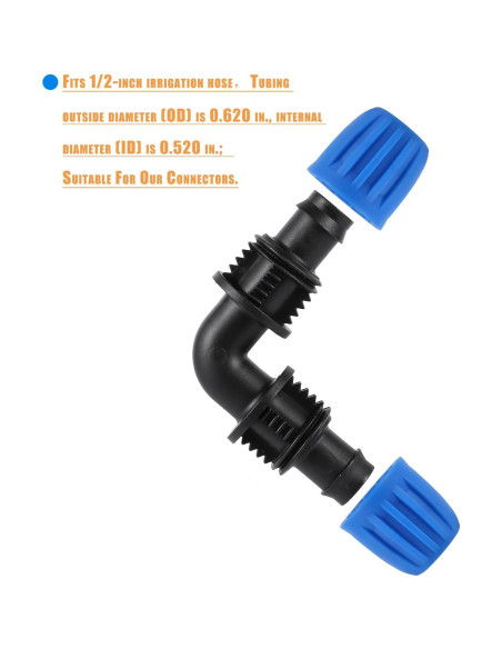 10 Accesorios de Codo para Riego por Goteo FULAIERGD 1/2"