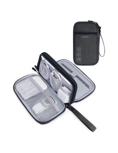Organizador de Cables de Viaje BAGSMART Doble Capa Negro 20.3x12.7cm