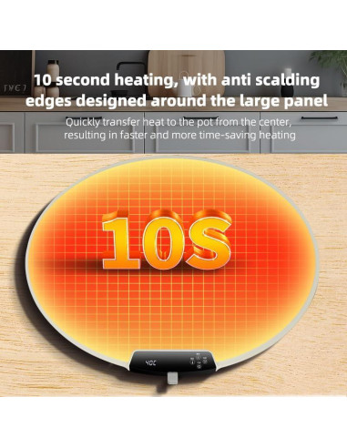 Bandeja Calentadora Eléctrica Quincry Redonda 65cm 9 Niveles