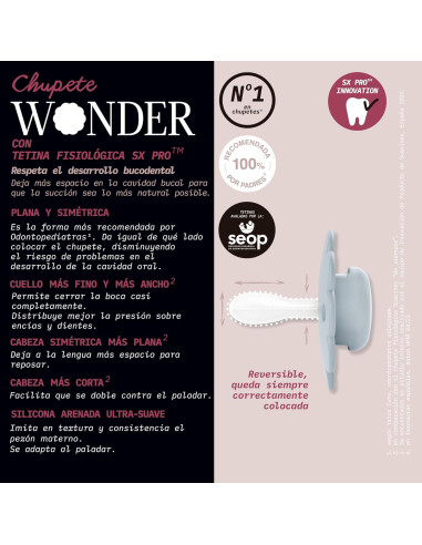 Chupete Suavinex Wonder Baby 0-6 Meses Tetina Silicona 2 Piezas