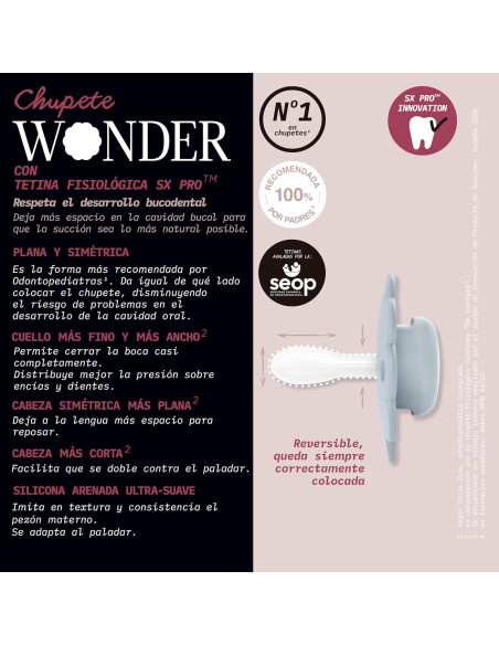 Chupete Suavinex Wonder Baby 0-6 Meses Tetina Silicona 2 Piezas