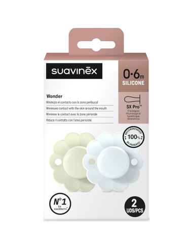 Chupete Suavinex Wonder Baby 0-6 Meses Tetina Silicona 2 Piezas