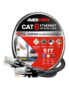 Cable Ethernet Cat 6 1.5m AvesView Alta Velocidad 10Gbps