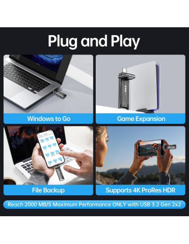 Disco Duro Externo SSD SSK 1TB USB C 2000MB/s Rápido