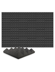 Paneles Acústicos Arrowzoom 24 Pcs Piramidales 25x25 cm Negro