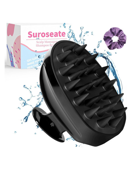 Cepillo Masajeador de Cuero Cabelludo Suroseate Negro - Suave y Eficaz