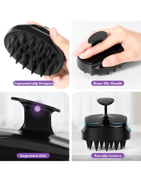 Cepillo Masajeador de Cuero Cabelludo Suroseate Negro - Suave y Eficaz