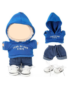 Conjunto de Ropa para Muñeca Labubu 17cm - Sudadera Azul y Jeans