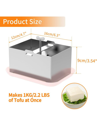 Prensa de Tofu JUSTHERE de Acero Inoxidable 304 para 0.91 kg