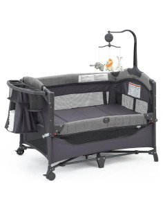 Cuna Lateral 5 en 1 QUTANIX Gris - Pack and Play para Bebés