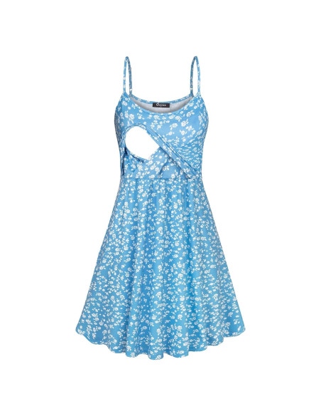 Vestido de Maternidad Floral Azul para Lactancia - Verano