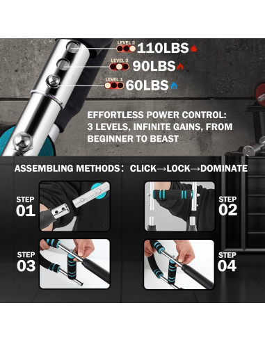 Entrenador de brazos Twister Qxeutm 1.5kg 3 niveles resistencia