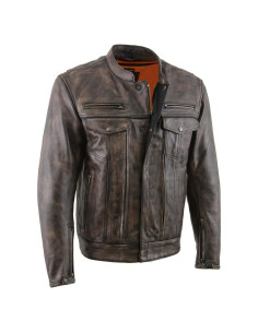 Chaqueta de motocicleta de cuero negro Milwaukee Leather MLM1506
