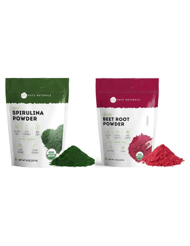 Paquete de Polvo de Espirulina y Remolacha Orgánica Kate Naturals 2x226g