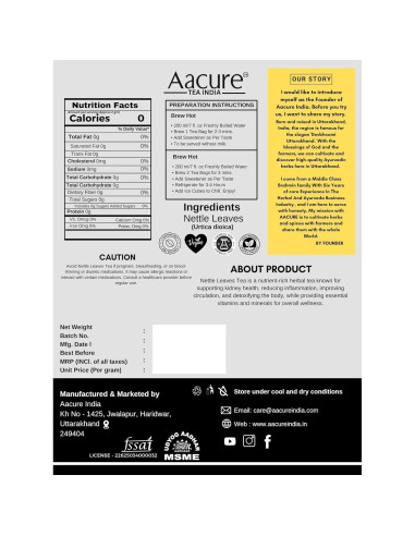 Té de hojas de ortiga Aacure 100g - Beneficios naturales