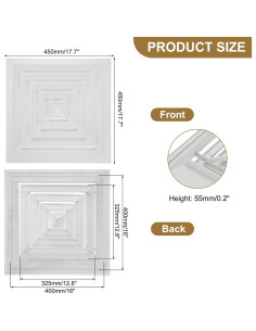 Difusor de Techo Cuadrado PATIKIL 33x33 cm Aluminio Blanco 2