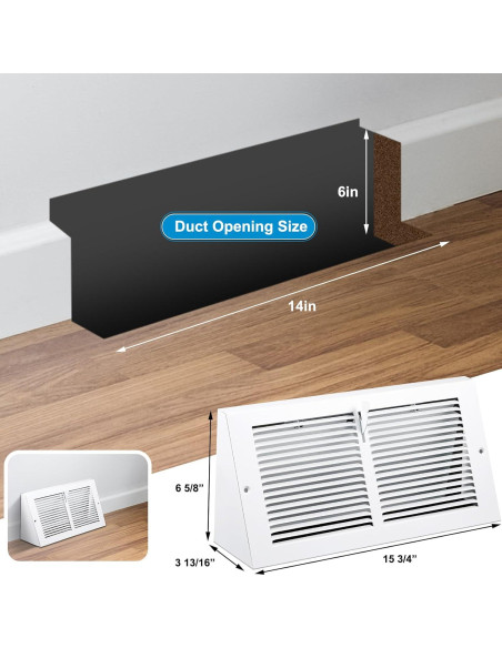 Cubiertas de Ventilación de Zócalo Yaocom 35.56x15.24cm - 2 Pcs