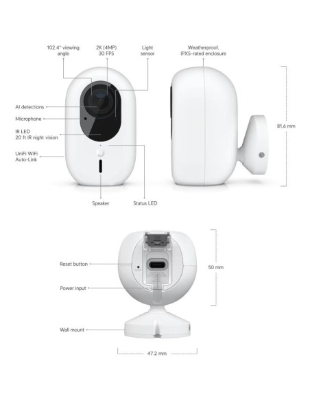 Cámara de Seguridad IP Ubiquiti G4 Instant Exterior 124.7g